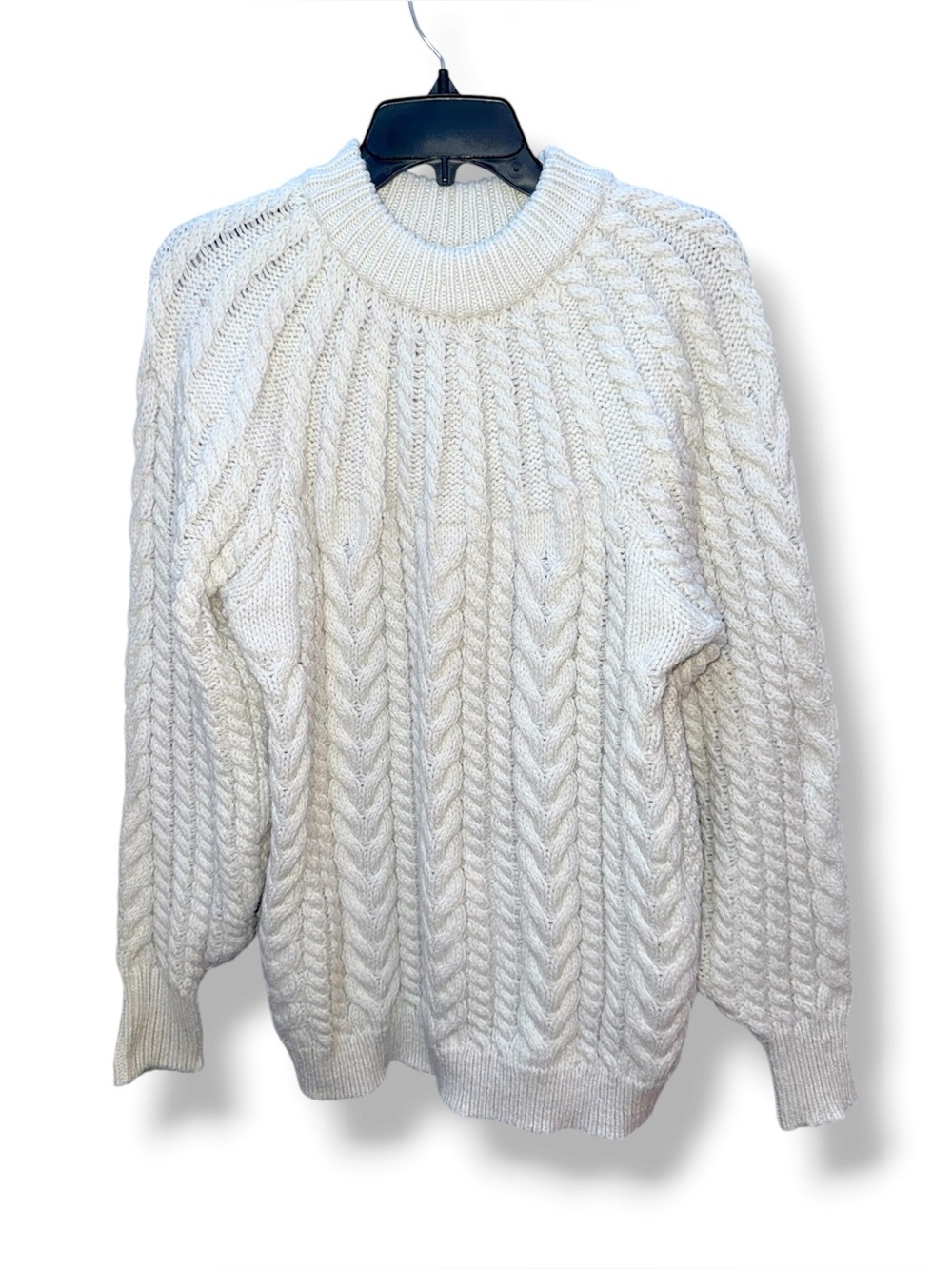 H&M Cream Cable Knit Oversized Pullover Sweater, size M